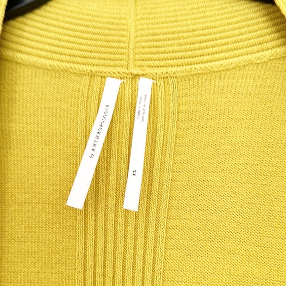 Anthropologie Chartreuse Peplum open cardigan sweater women size XS - Picture 5 of 6